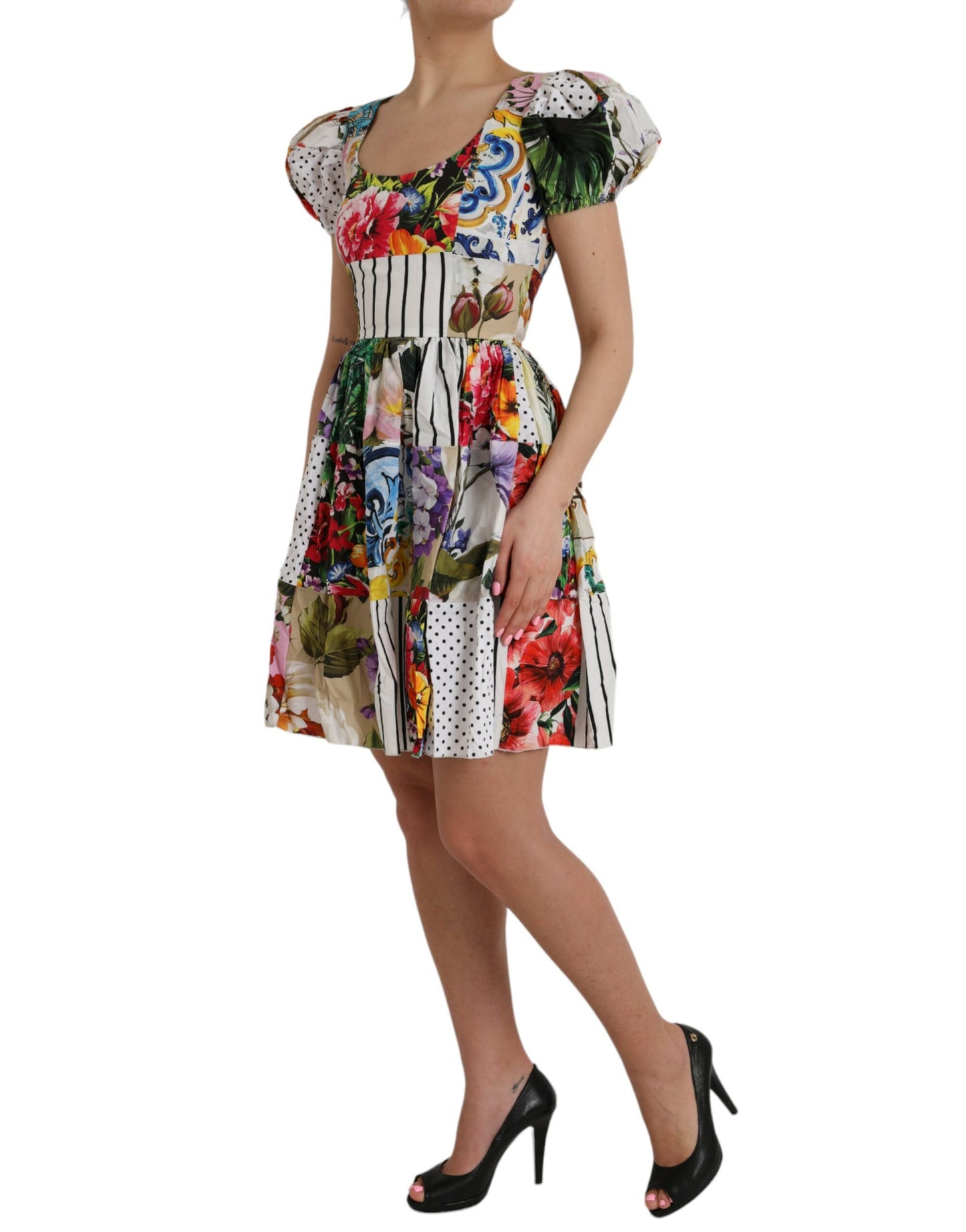 Dolce & Gabbana Multicolor Patchwork Cotton Aline Mini Dress IT38 / XS