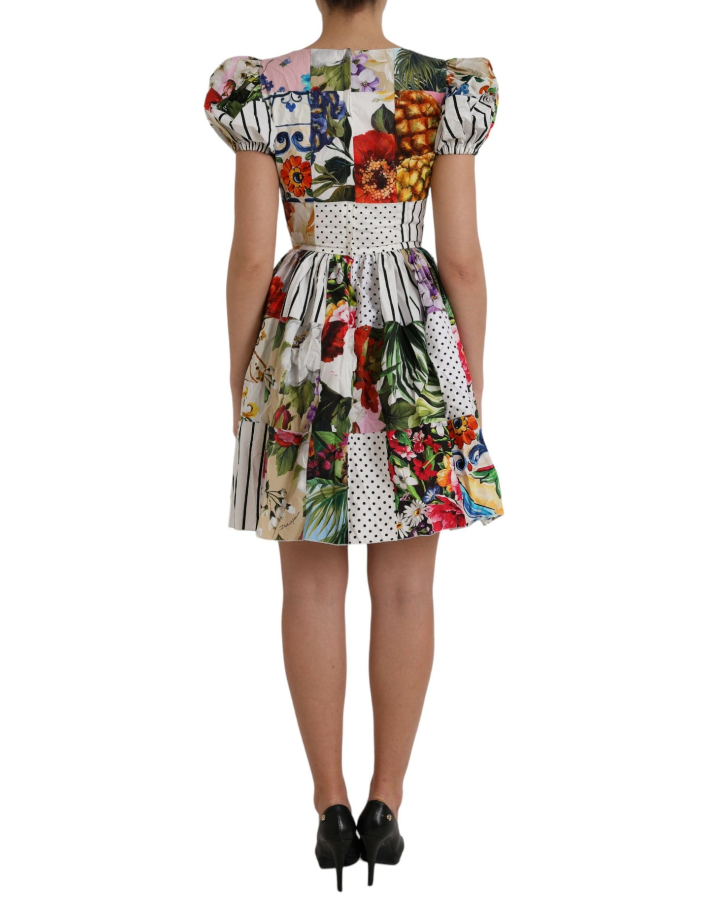 Dolce & Gabbana Multicolor Patchwork Cotton Aline Mini Dress IT38 / XS