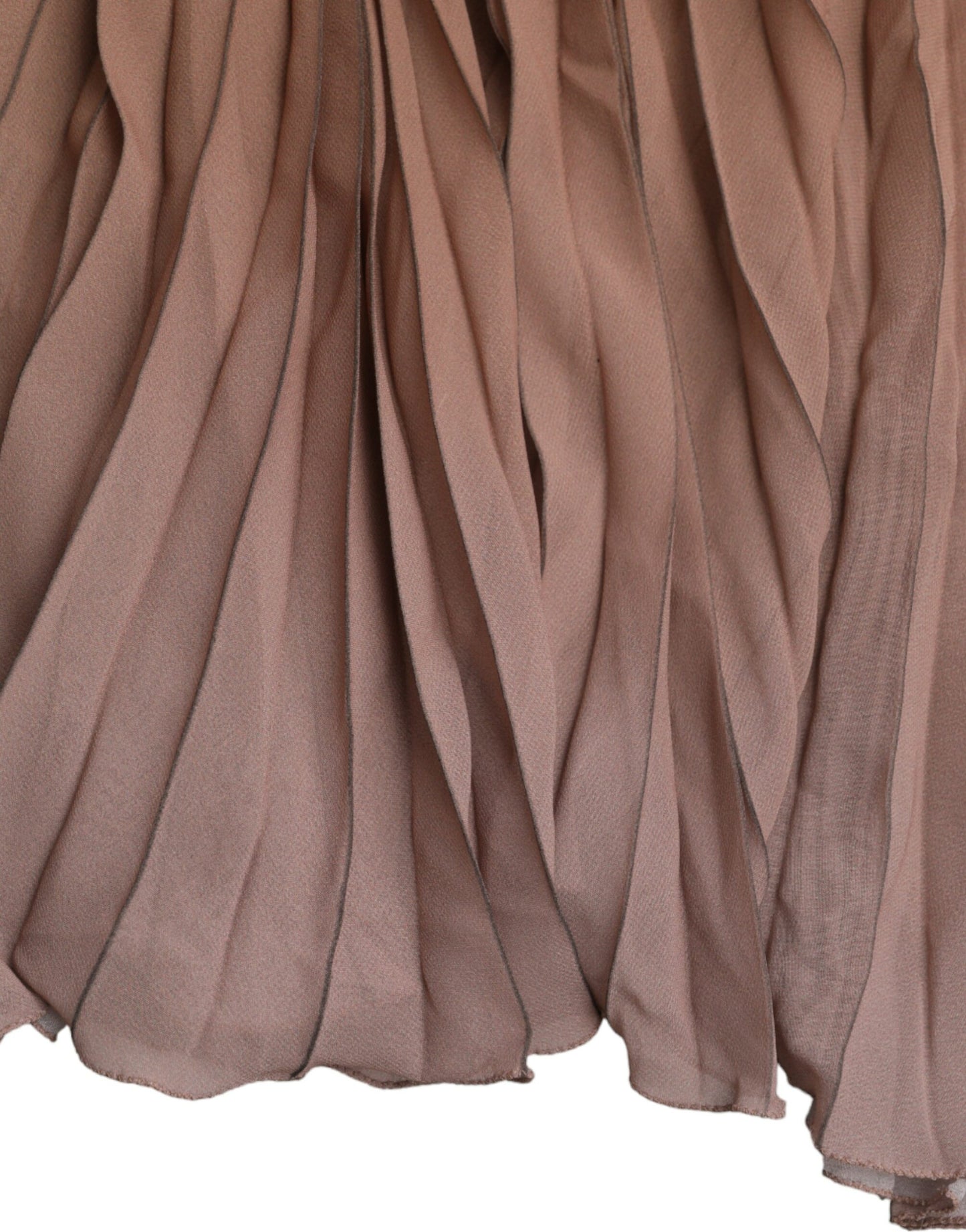 Dolce & Gabbana Brown Polyester Pleated High Waist Midi Skirt IT40 / S