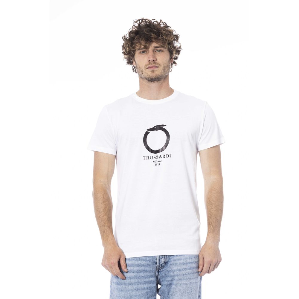 Trussardi Beachwear White Cotton T-Shirt