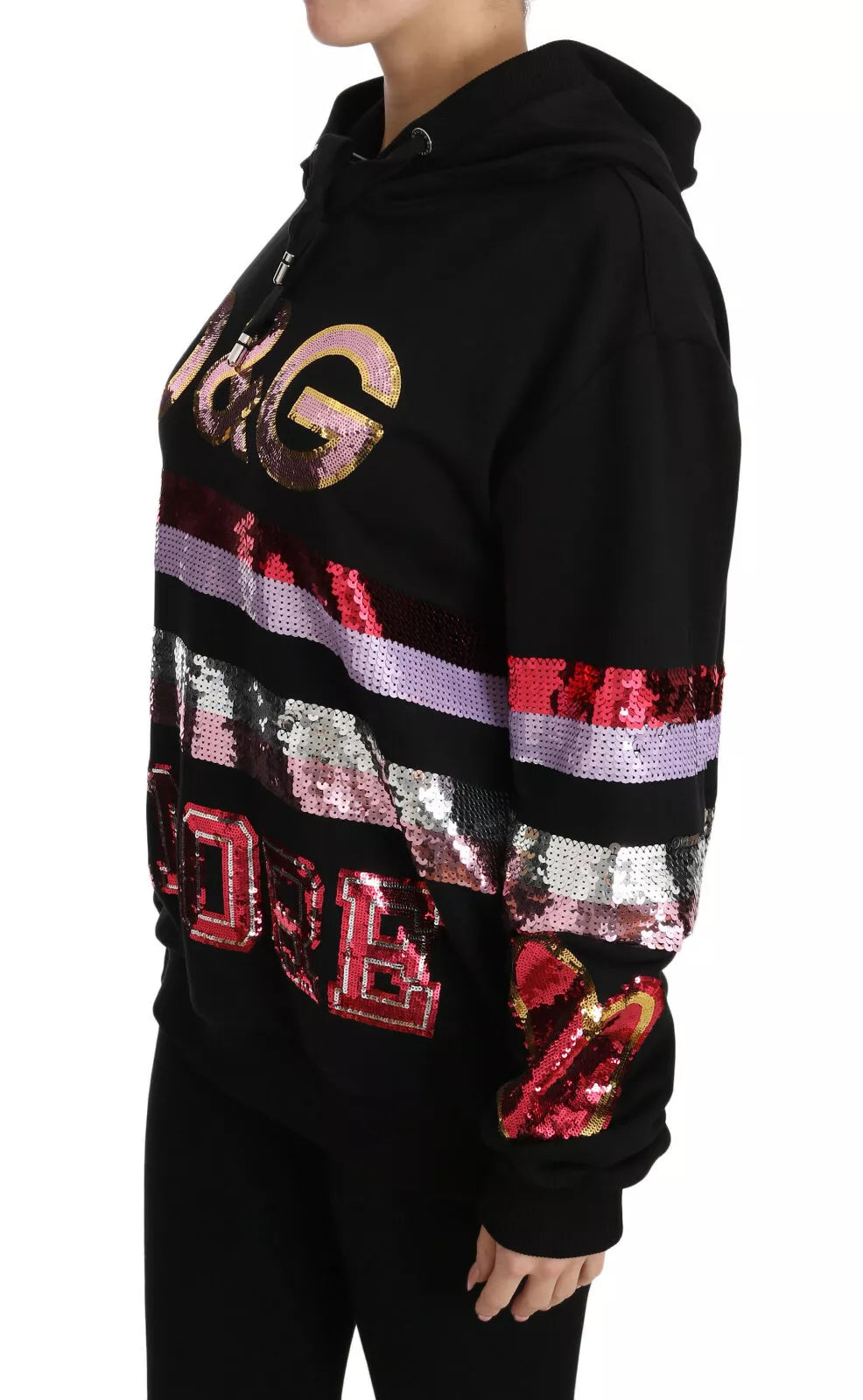 Dolce & Gabbana DG Sequined Hooded Pullover Sweater IT40 / S