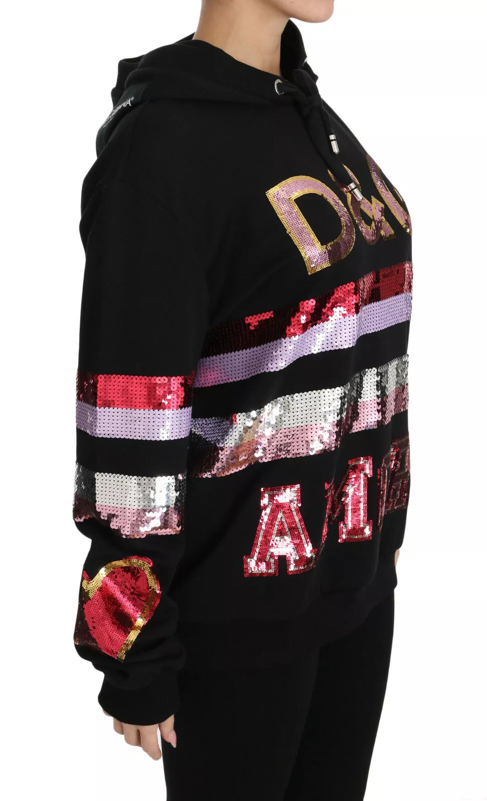 Dolce & Gabbana DG Sequined Hooded Pullover Sweater IT36 / XS