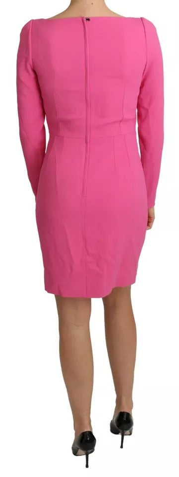 Dolce & Gabbana Pink Plunging Bodycon Sheath Mini Rayon Dress IT42 / M