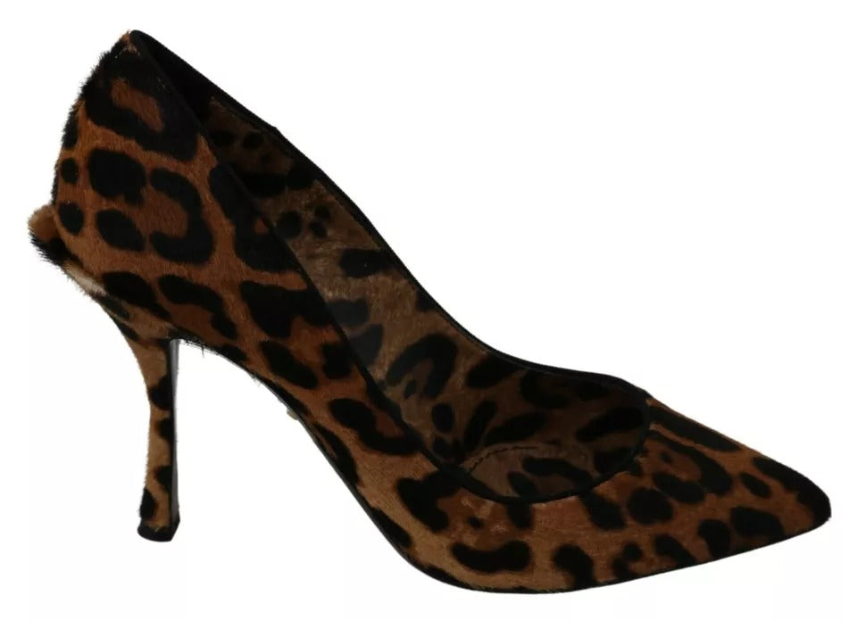 Dolce & Gabbana Brown Leopard Pony Hair Heels Pumps Shoes EU36 / US5.5