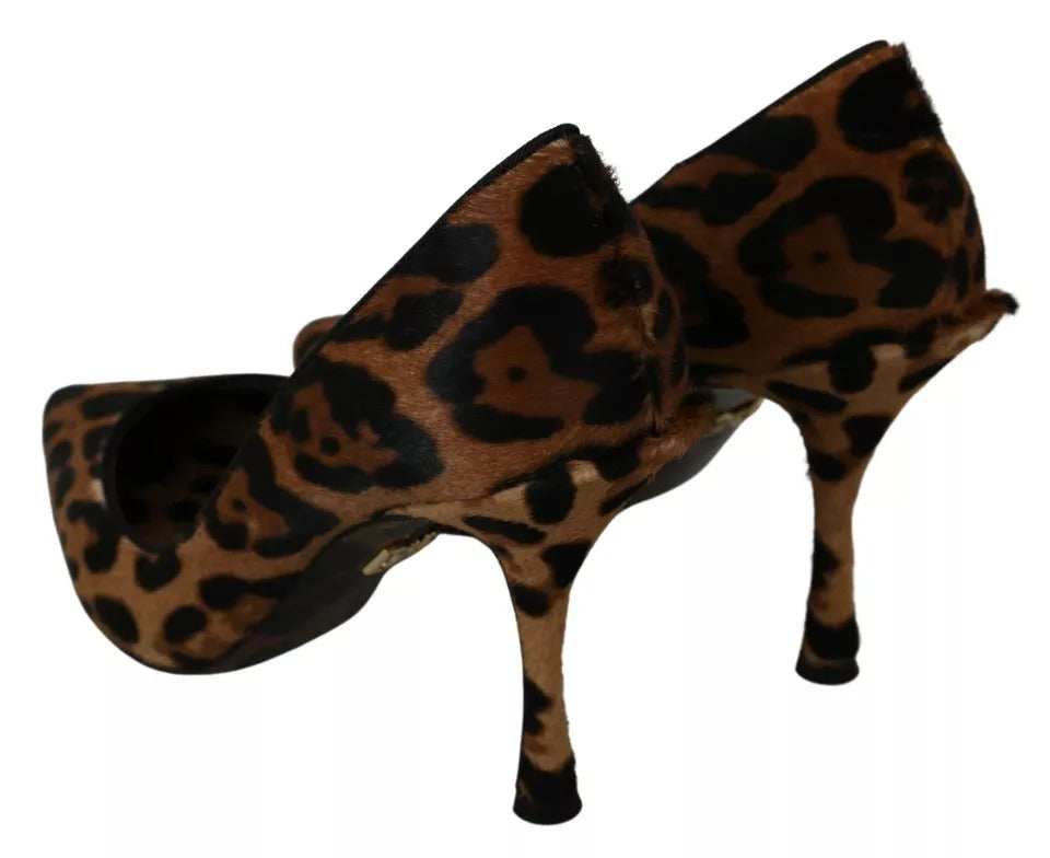 Dolce & Gabbana Brown Leopard Pony Hair Heels Pumps Shoes EU36 / US5.5