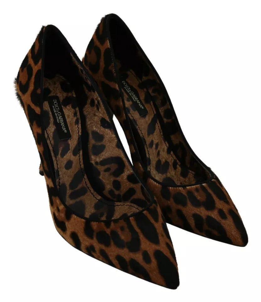 Dolce & Gabbana Brown Leopard Pony Hair Heels Pumps Shoes EU36 / US5.5