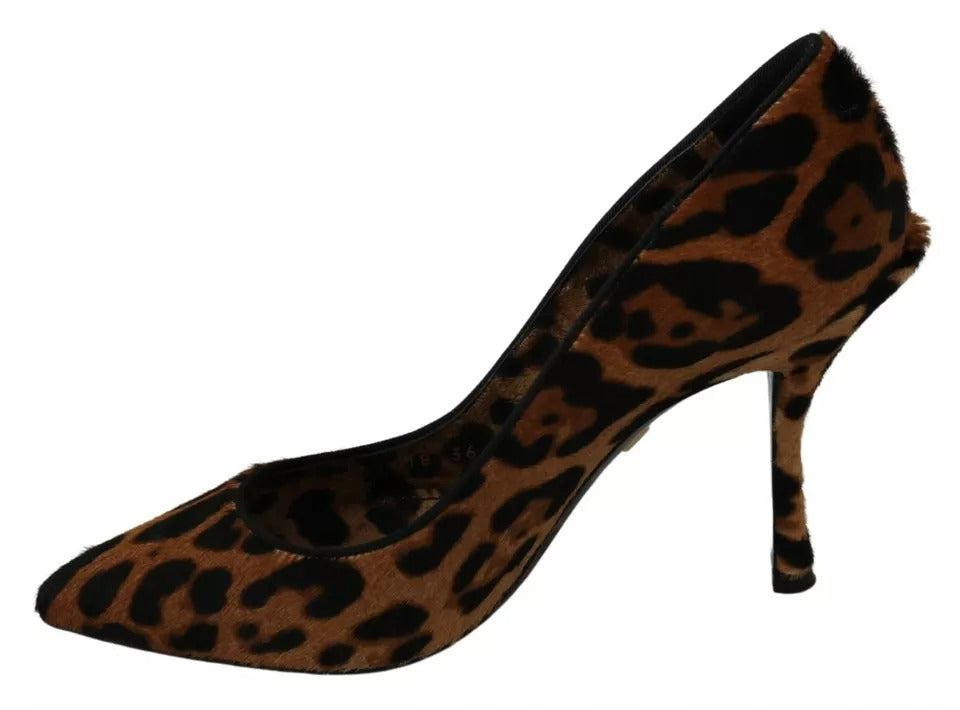 Dolce & Gabbana Brown Leopard Pony Hair Heels Pumps Shoes EU36 / US5.5