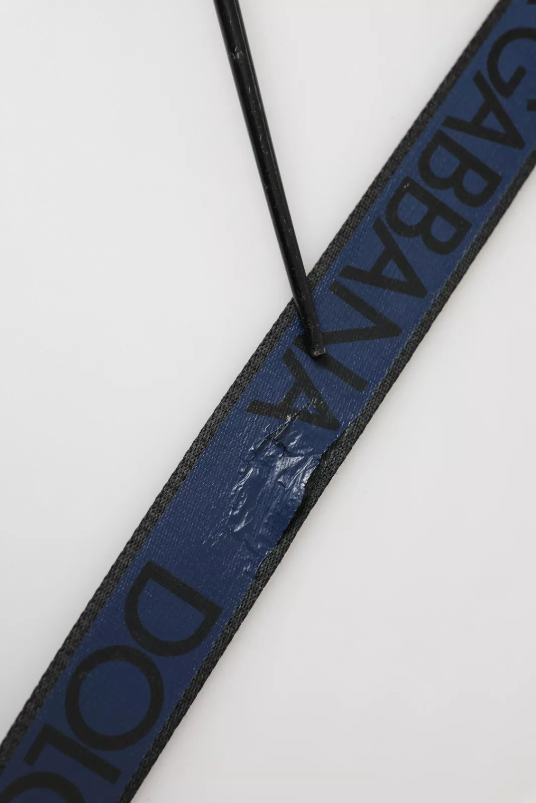 Dolce & Gabbana Black Blue Logo Silver Metal Buckle Belt 85 CM / 34 INCH