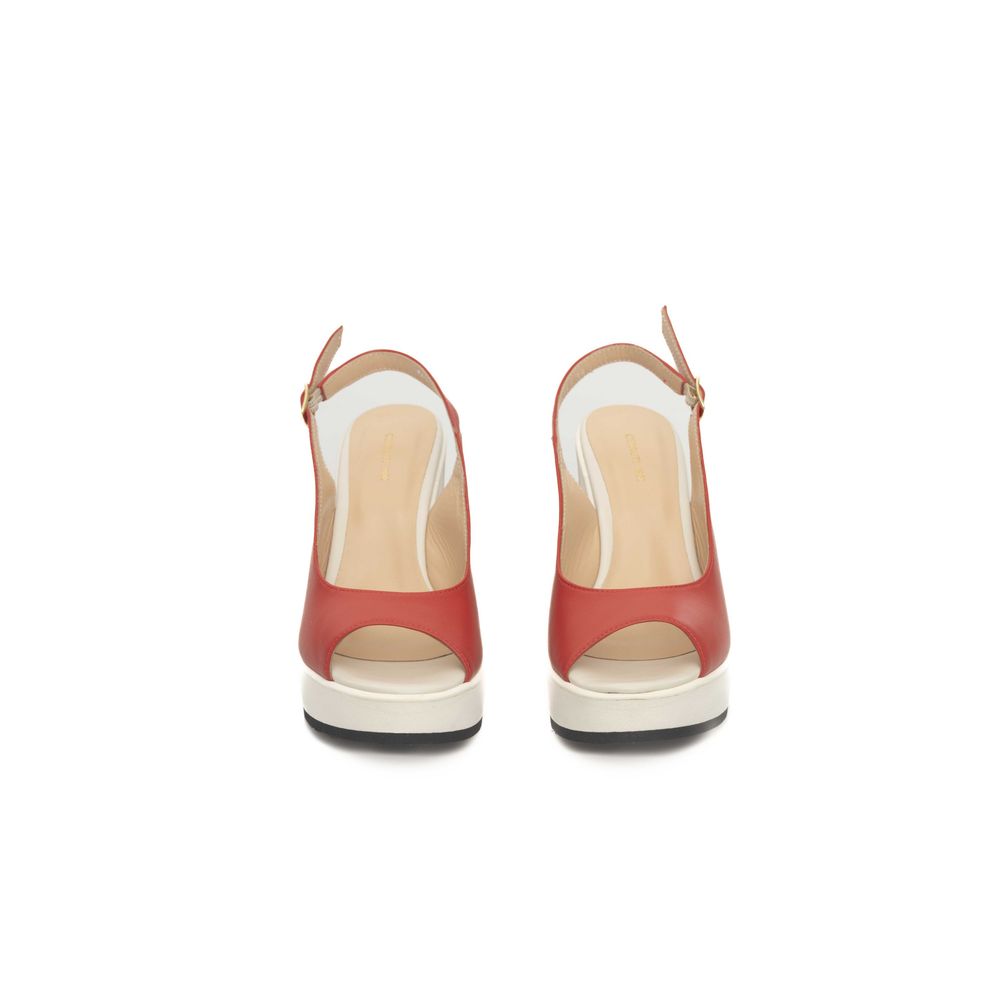 Cerruti 1881 Red Calf Leather Women Sandal EU38 | US8