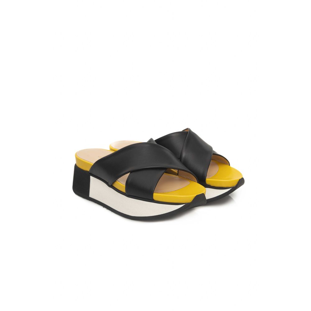 Cerruti 1881 Black Leather Women Sandal EU38 | US8