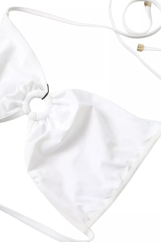 Dolce & Gabbana White Nylon Stretch Swimwear Top Bikini IT2 / S