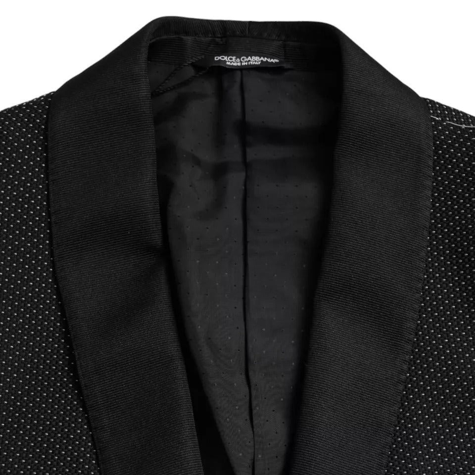 Dolce & Gabbana Black Jacquard MARTINI Single Breasted Coat Blazer IT50 / L