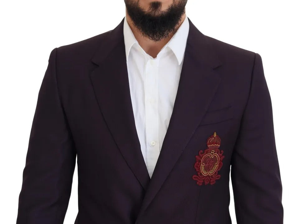 Dolce & Gabbana Purple Logo Single Breasted Wool Blazer IT52 / L