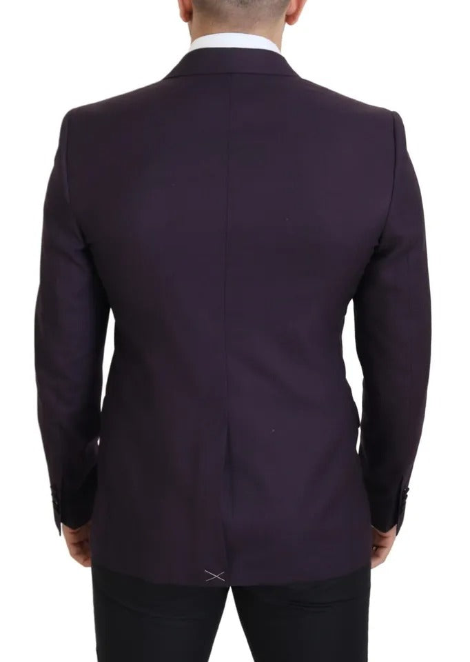 Dolce & Gabbana Purple Logo Single Breasted Wool Blazer IT52 / L