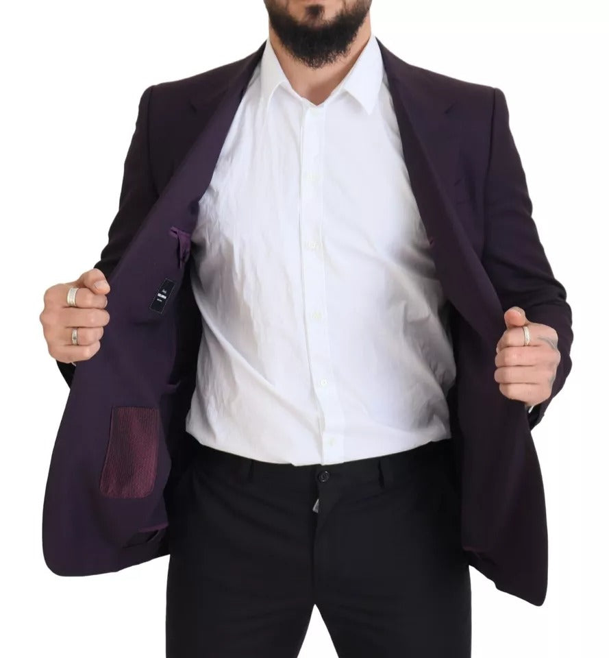 Dolce & Gabbana Purple Logo Single Breasted Wool Blazer IT52 / L