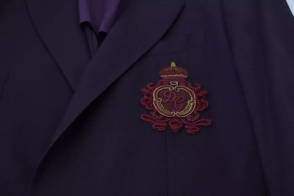 Dolce & Gabbana Purple Logo Single Breasted Wool Blazer IT52 / L