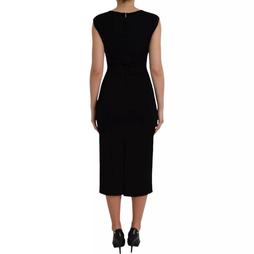 Dolce & Gabbana Black Viscose Sleeveless Bodycon Midi Dress IT40 / S