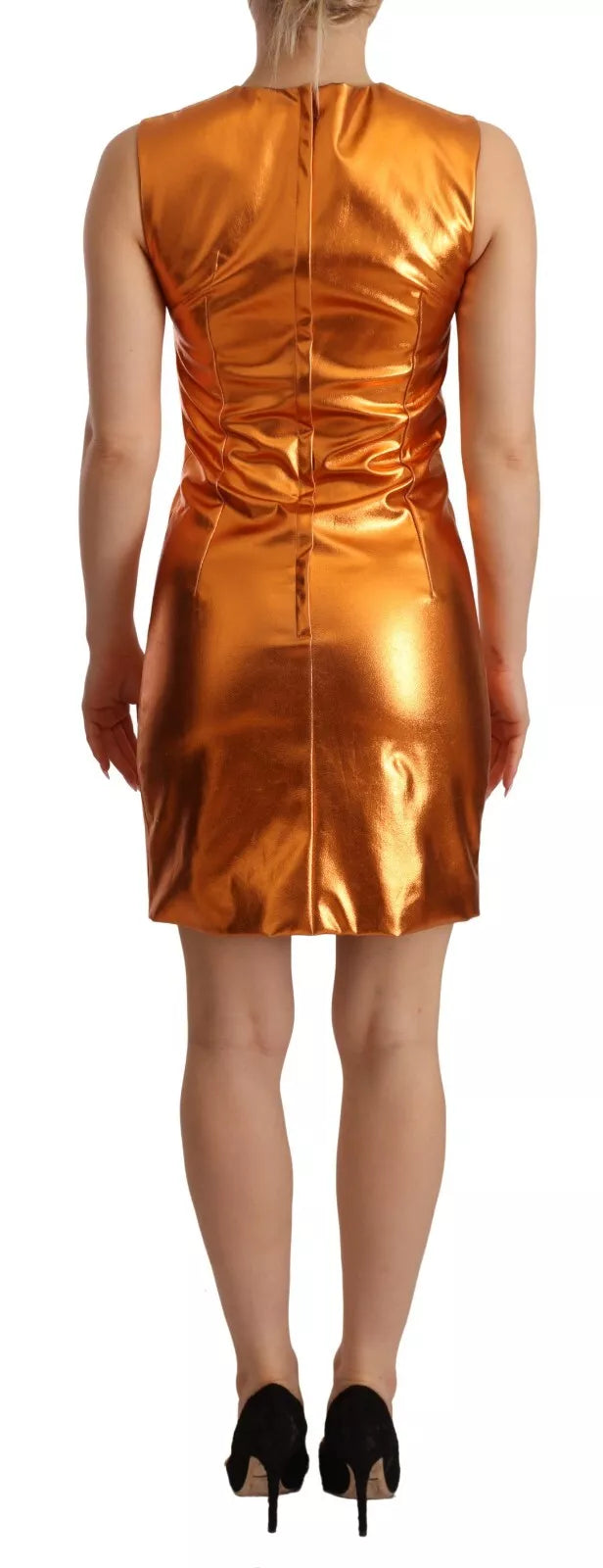 Dolce & Gabbana Metallic Orange Sleeveless Sheath Dress IT40 | S