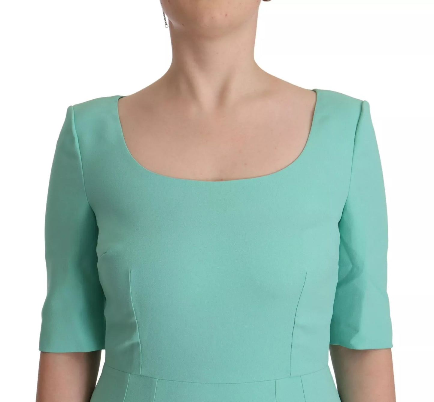 Dolce & Gabbana Mint Green Sheath Square Neckline Midi Dress IT44 | L