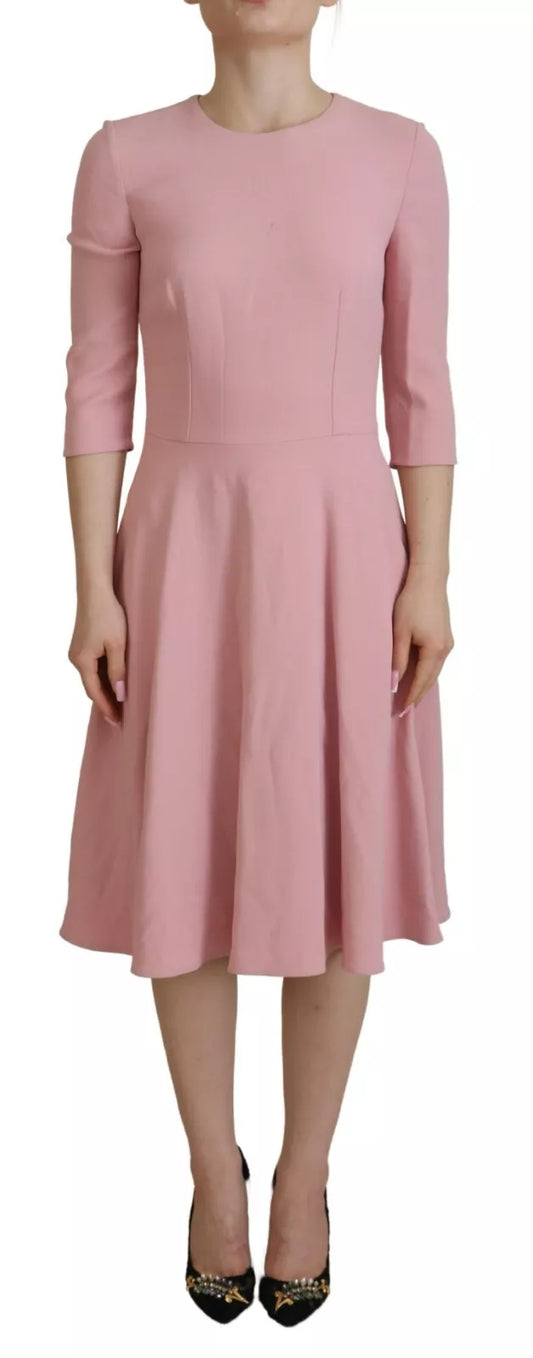 Dolce & Gabbana Pink A-line Flare Viscose 3/4 Sleeves Dress IT40 | S