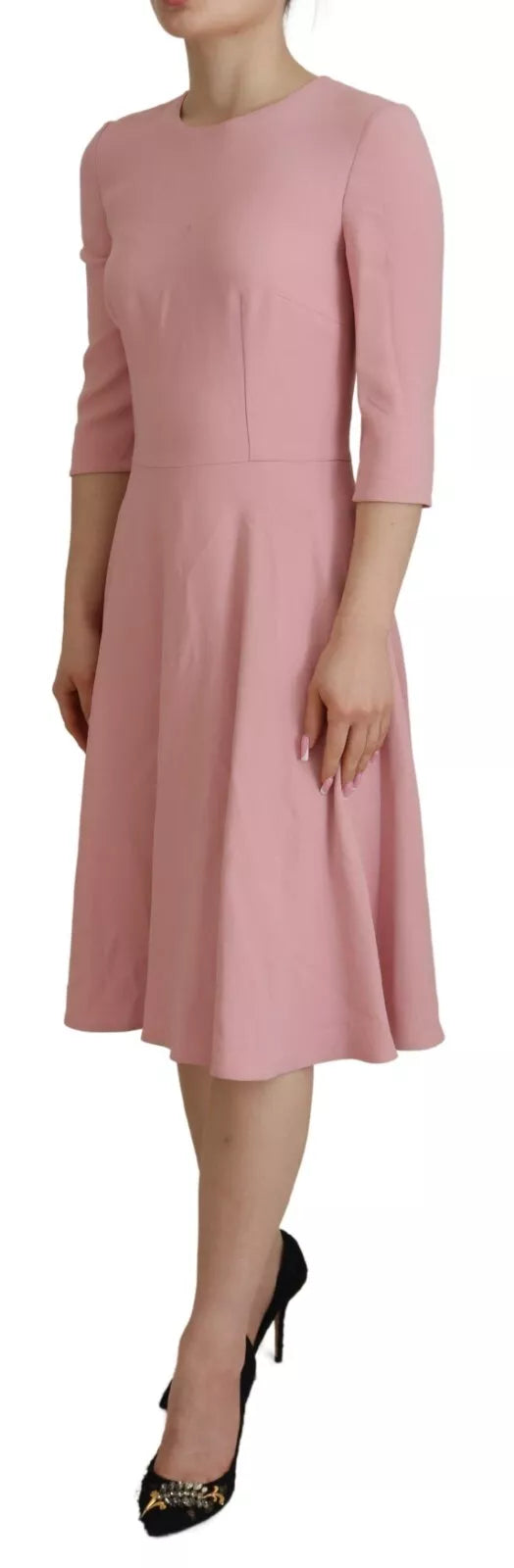 Dolce & Gabbana Pink A-line Flare Viscose 3/4 Sleeves Dress IT40 | S