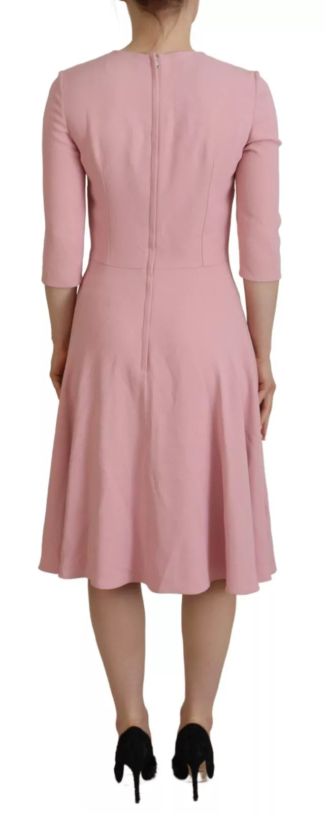 Dolce & Gabbana Pink A-line Flare Viscose 3/4 Sleeves Dress IT40 | S