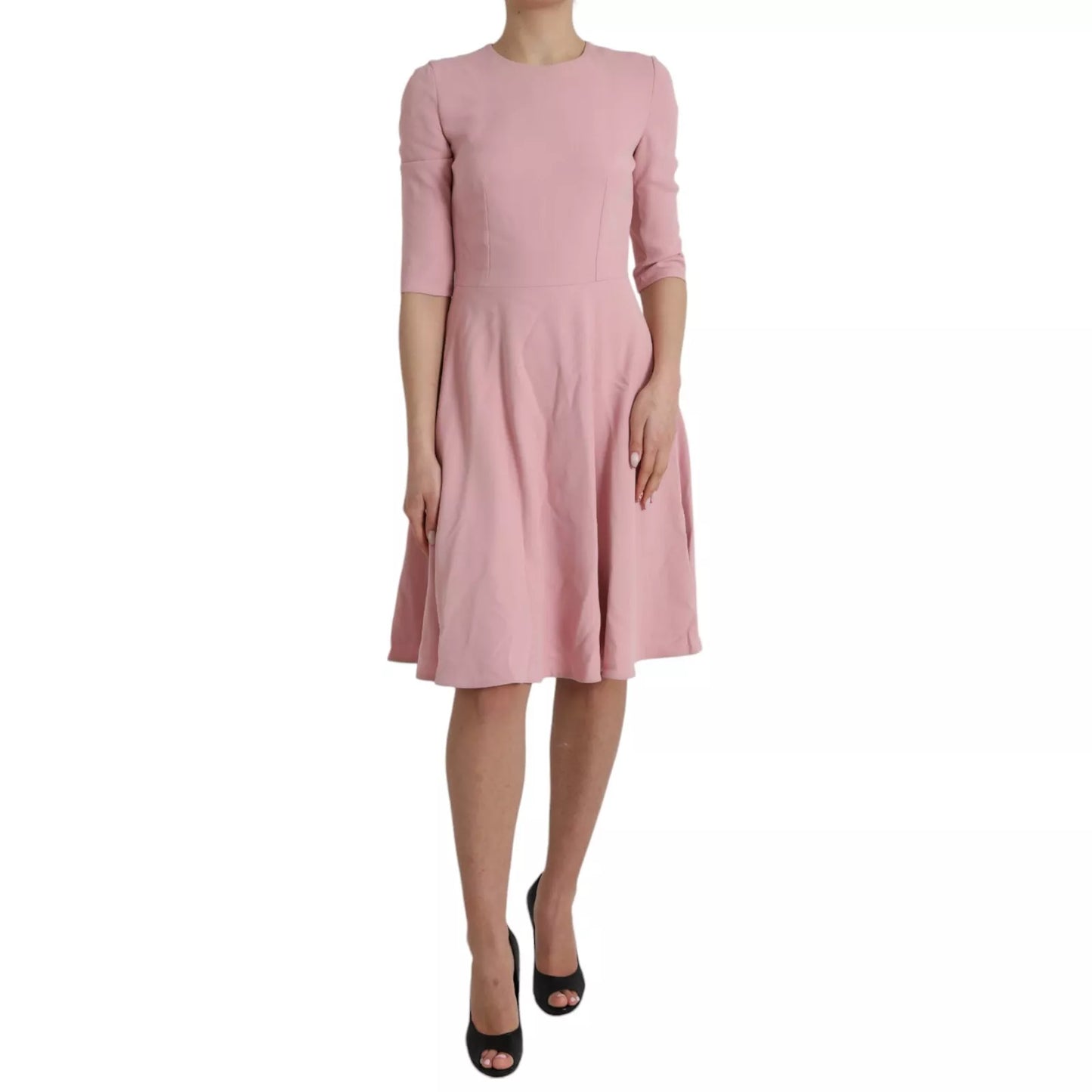 Dolce & Gabbana Pink A-line Flare Viscose Short Sleeves Dress IT42 / M