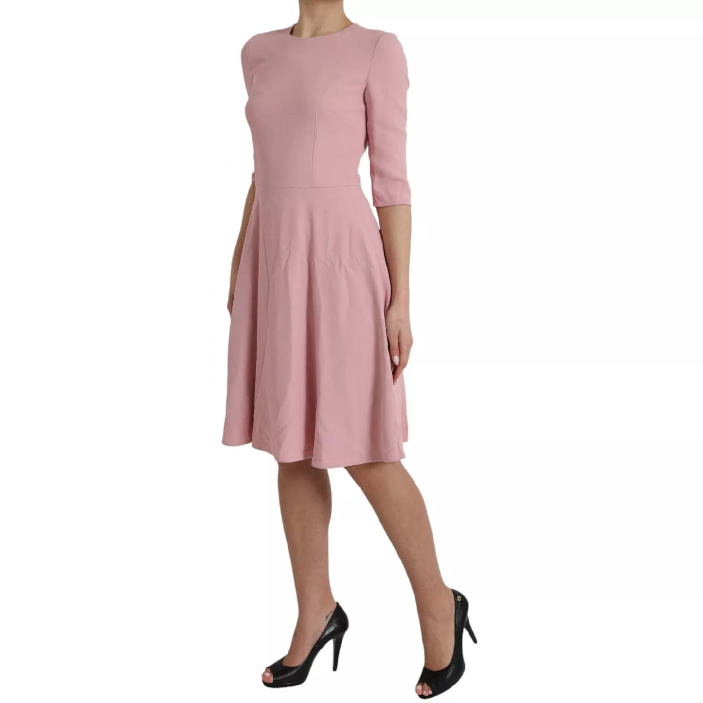 Dolce & Gabbana Pink A-line Flare Viscose Short Sleeves Dress IT42 / M