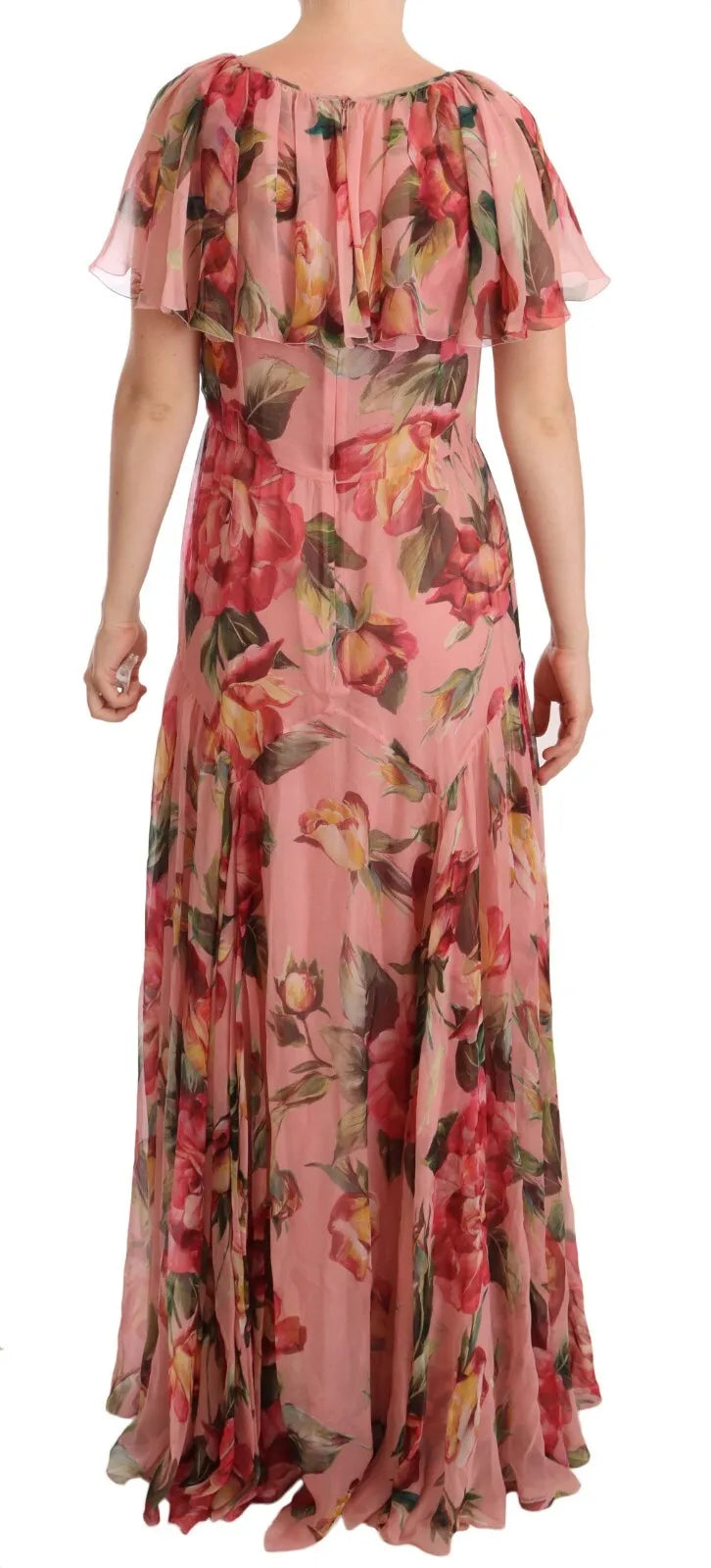 Dolce & Gabbana Pink Silk Floral Print Layered Maxi Dress IT40 | S