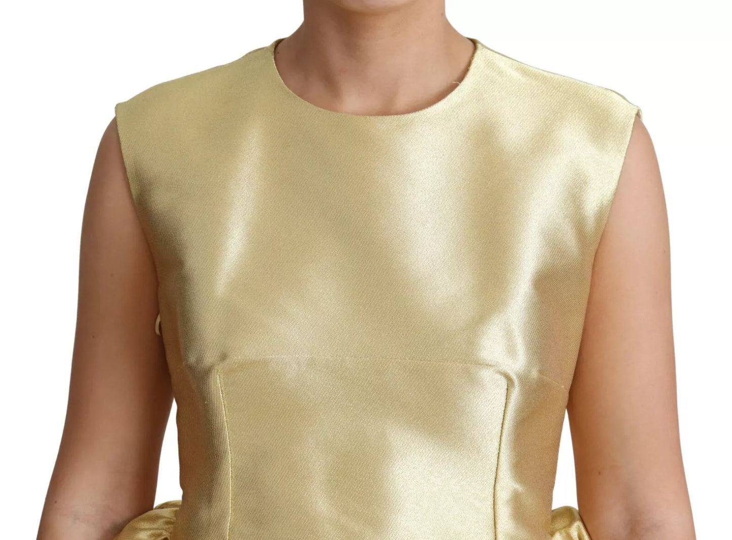 Dolce & Gabbana Gold Polyester Sleeveless A-line Tulle Dress IT40 | S