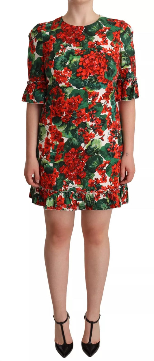 Dolce & Gabbana Red Green Portofino-Print Poplin Midi Dress IT42 / M