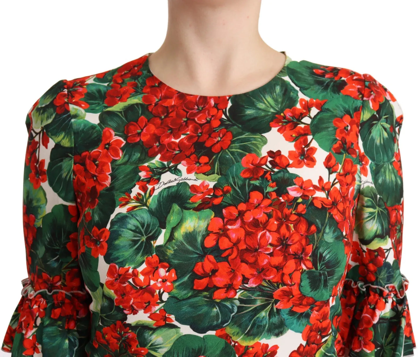 Dolce & Gabbana Red Green Portofino-Print Poplin Midi Dress IT42 / M