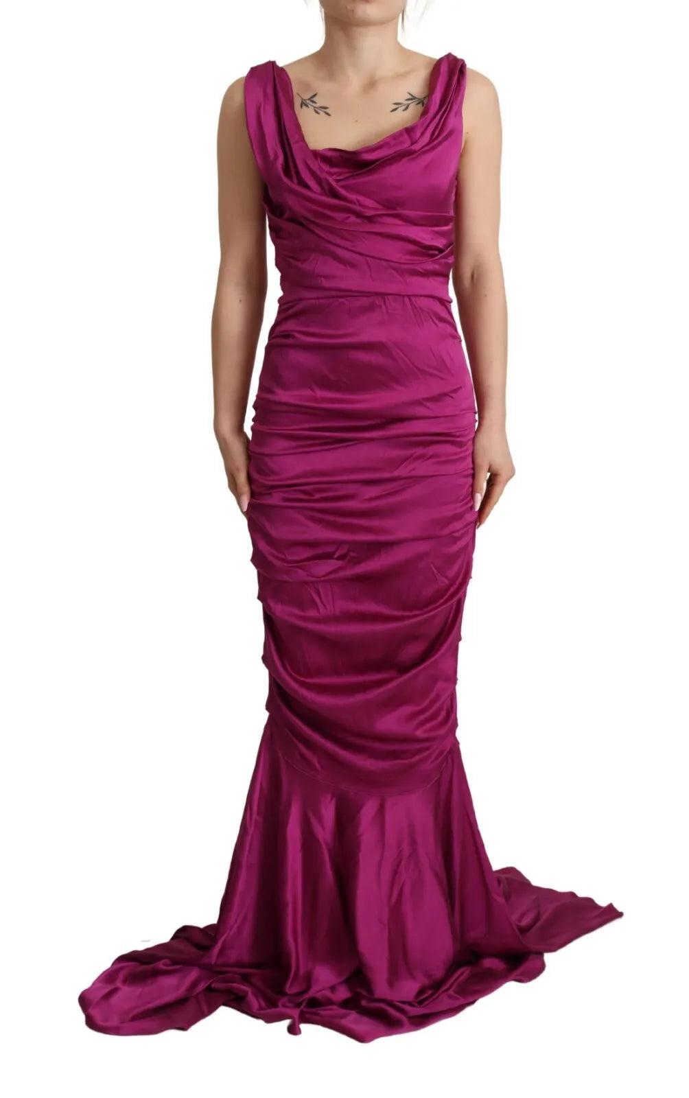 Dolce & Gabbana Sheath Mermaid Fuchsia Silk Stretch Gown Dress IT42 / M