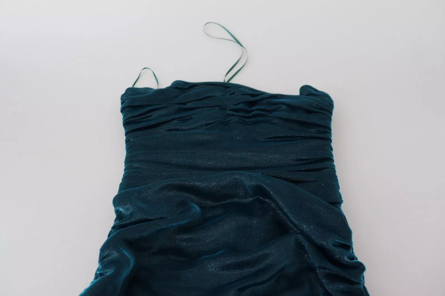 Dolce & Gabbana Silk Blend Blue Satin Fitted Strapless Dress IT42 / M