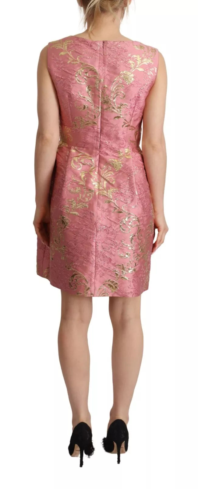 Dolce & Gabbana Sundress Pink Floral Jacquard Sleeveless Mini Dress IT40 | S