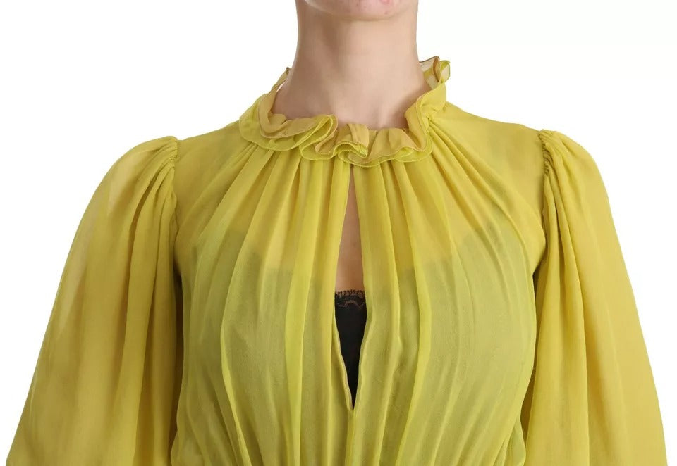 Dolce & Gabbana Yellow Shift A-line Silk Gown Dress IT40 | S