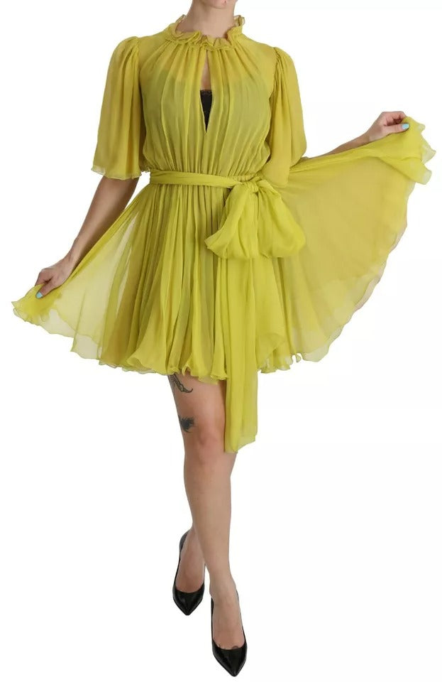 Dolce & Gabbana Yellow Shift A-line Silk Gown Dress IT40 | S