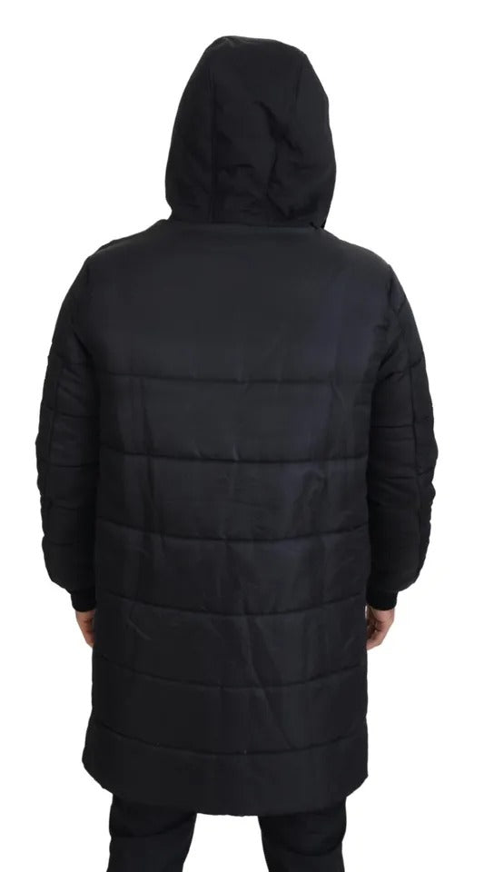 Dolce & Gabbana Black Nylon Hooded Parka Coat Winter Jacket IT46 / S