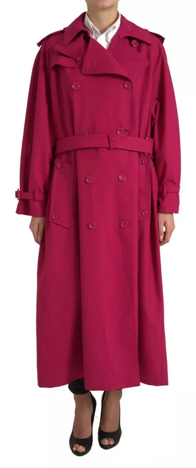 Dolce & Gabbana Dark Pink Double Breasted Trench Coat Jacket IT42 / M