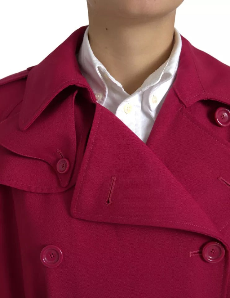 Dolce & Gabbana Dark Pink Double Breasted Trench Coat Jacket IT42 / M