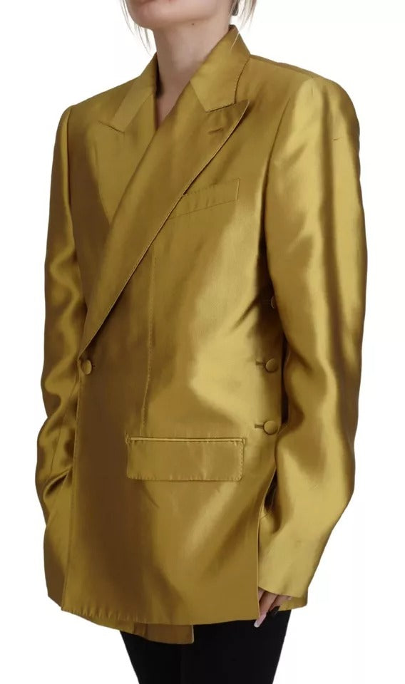 Dolce & Gabbana Gold Satin Long Sleeves Blazer Coat Jacket IT40 | S