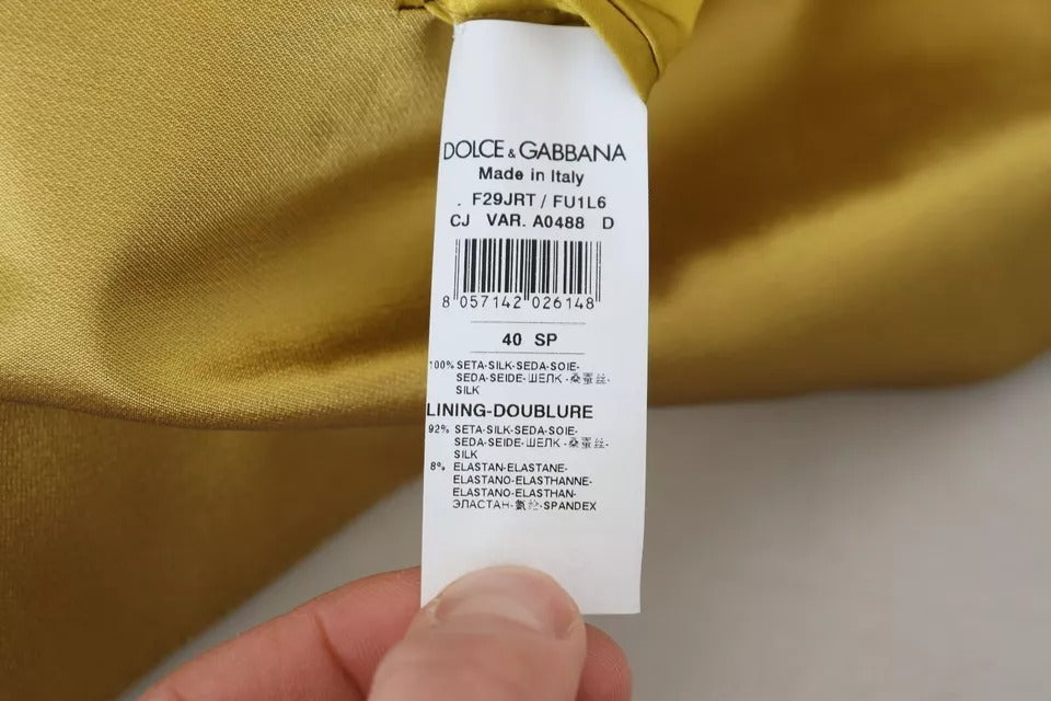 Dolce & Gabbana Gold Satin Long Sleeves Blazer Coat Jacket IT40 | S