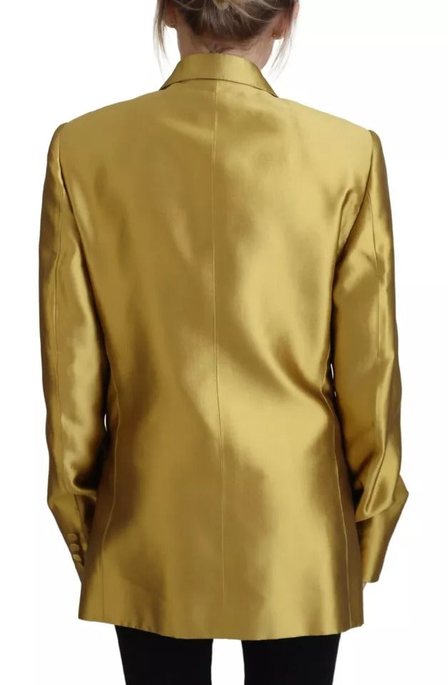 Dolce & Gabbana Gold Satin Long Sleeves Blazer Coat Jacket IT40 | S