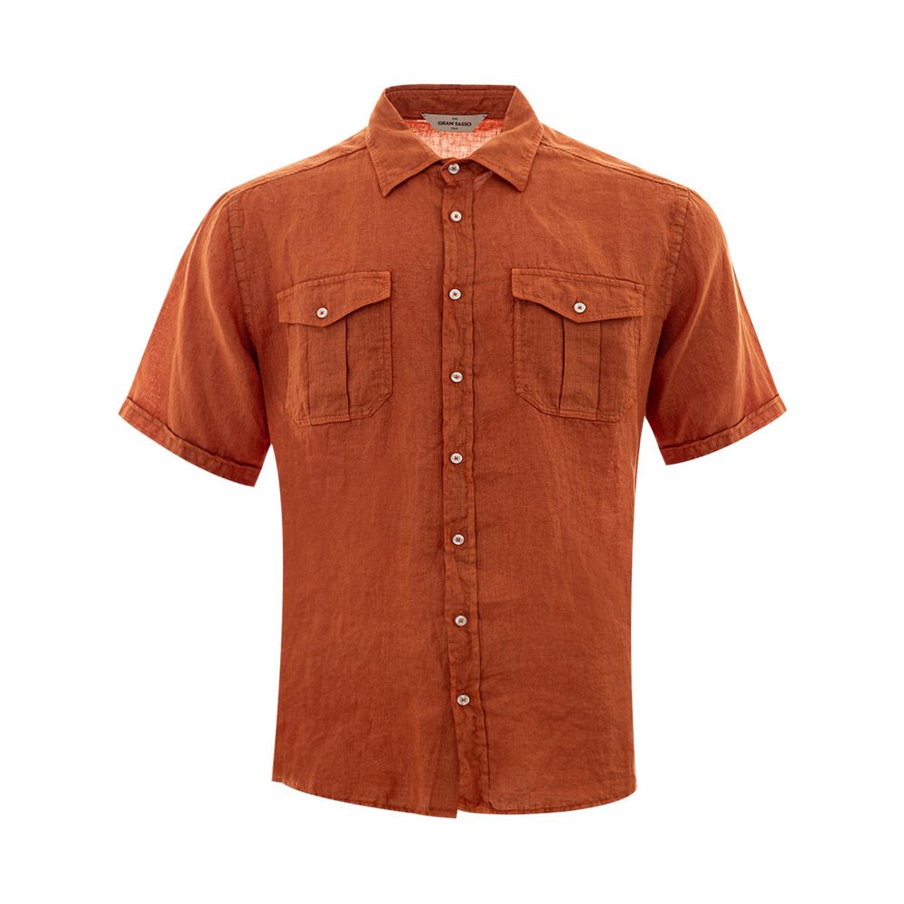 Gran Sasso Elegant Linen Brown Shirt for Men IT50 | L