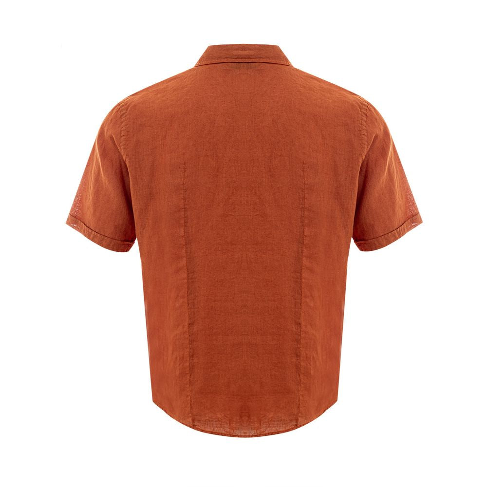 Gran Sasso Elegant Linen Brown Shirt for Men IT50 | L