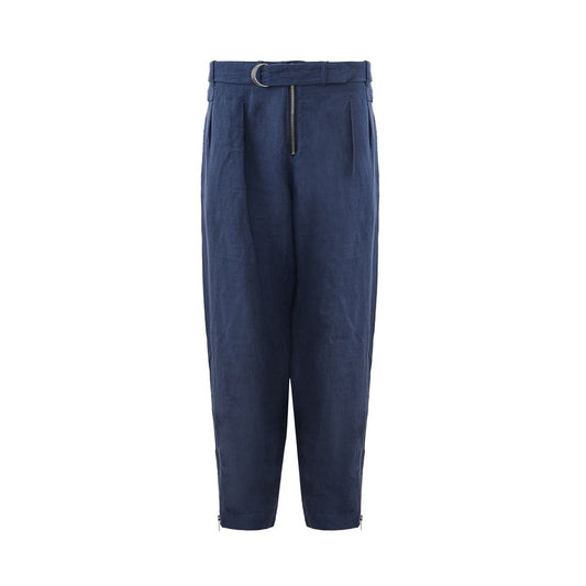 Emporio Armani Elegant Linen Blue Trousers for Men IT52 | XL