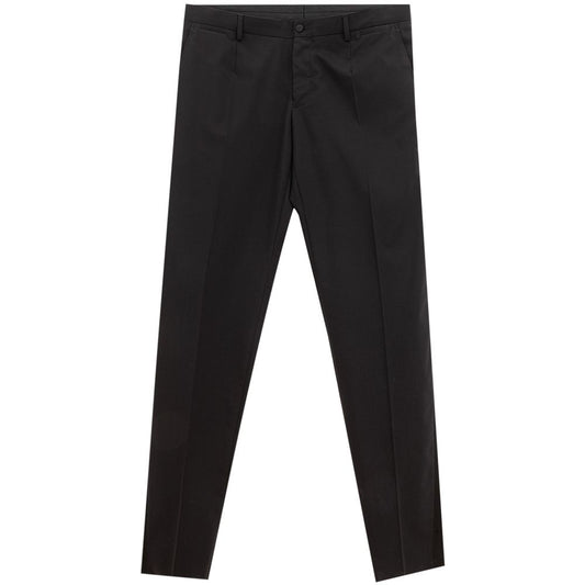 Dolce & Gabbana Sleek Black Wool Trousers for Men IT54 / XXL