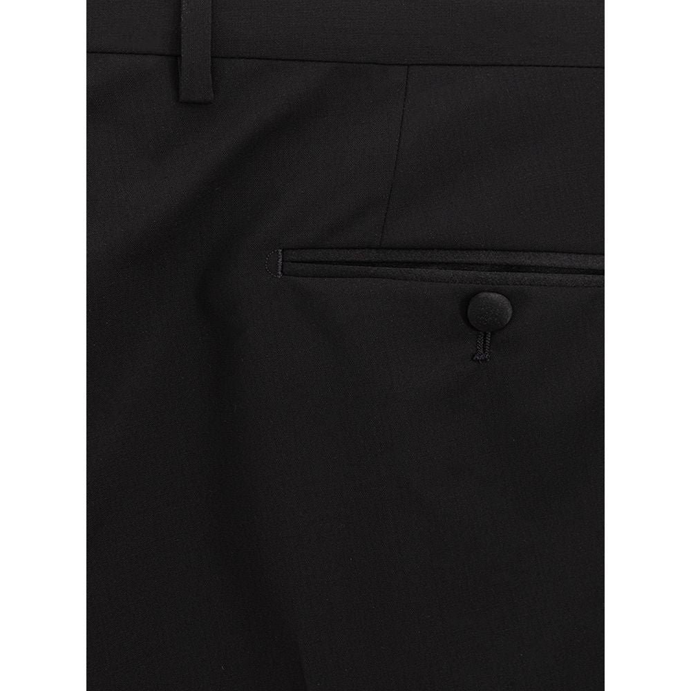 Dolce & Gabbana Sleek Black Wool Trousers for Men IT54 / XXL