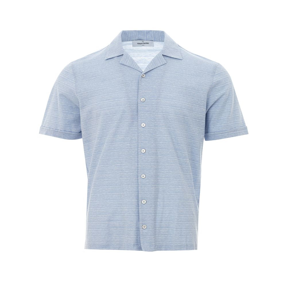 Gran Sasso Elegant Light Blue Linen-Cotton Men's Shirt IT50 | L