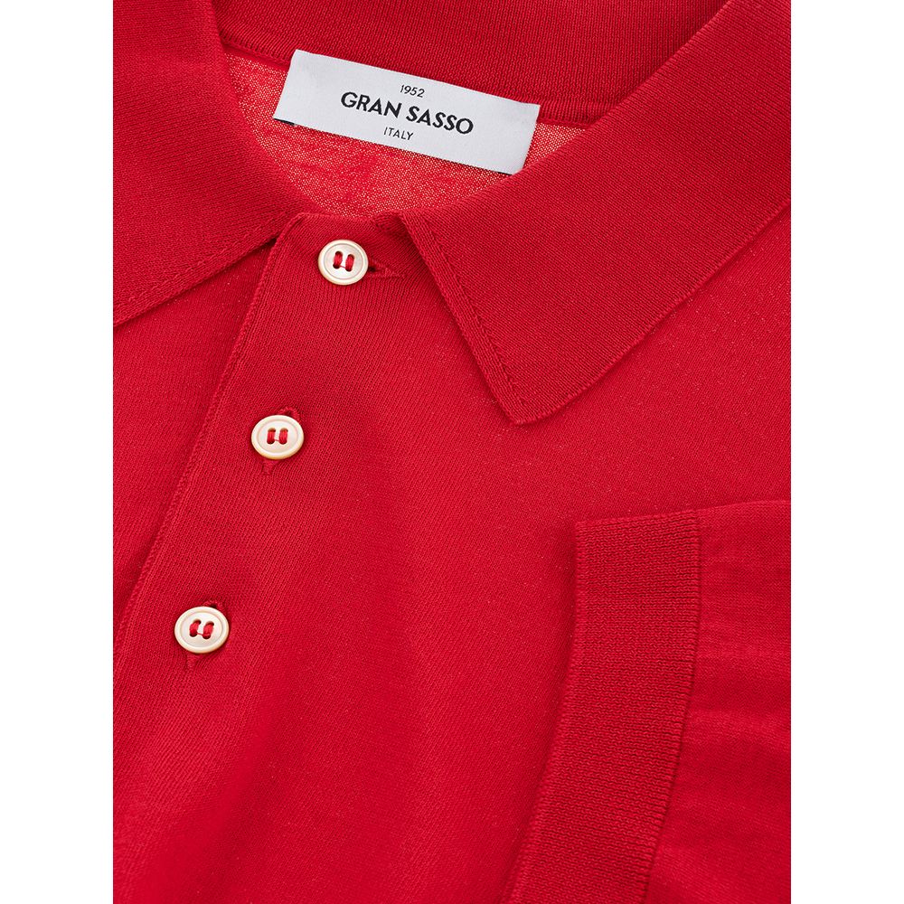 Gran Sasso Elegant Italian Cotton Polo Shirt in Vibrant Red IT50 | L